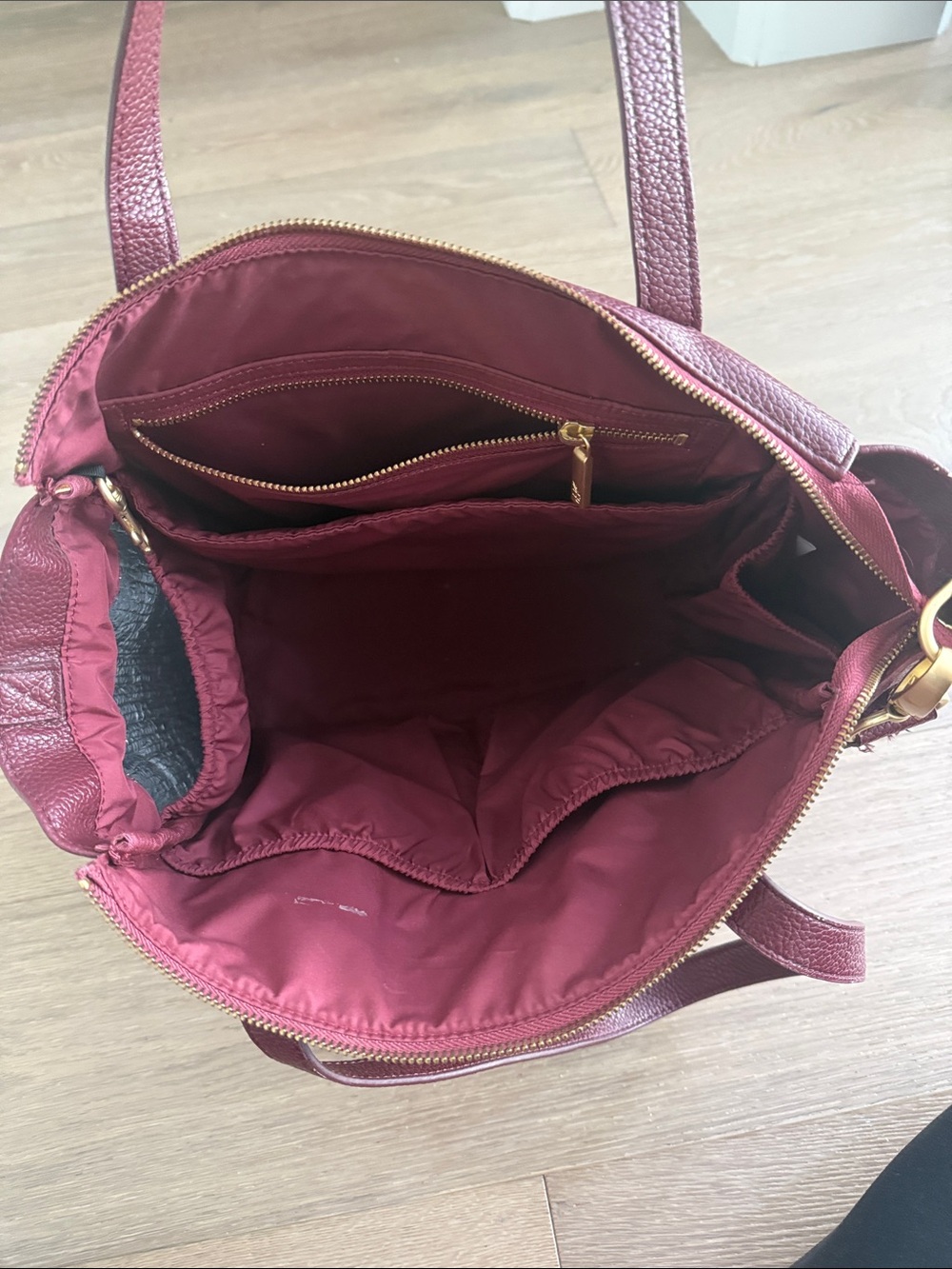 Freshly Picked Burgundy Leather Tote Bag/Diaper Bag - Discontinued Style - Picture 2 of 3